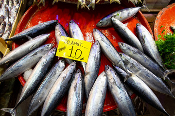 Bostanli / Izmir / Turkey, February 20, 2019, Bostanli fish market bazaar (Bospa)