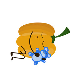 Cute funny yellow pepper illustration. Foot concept draw.