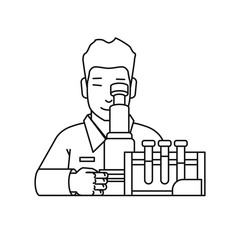 Man looking through microscope