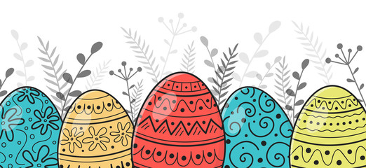 Colorful Easter eggs - banner. Vector