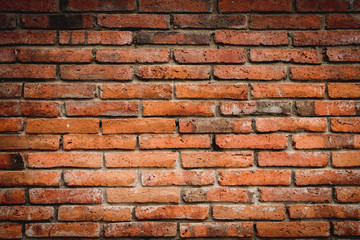 Brick wall, red brick texture background, weathered brick wall background with highlight priority at mid point.