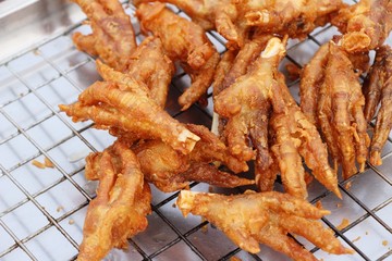 Fried chicken feet delicious in street food