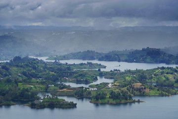 Fototapeta na wymiar Guatape Lake (El Penol) in Antioquia, Medellin, Colombia, South America