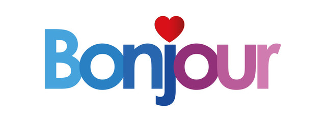 bonjour text and red heart © nali