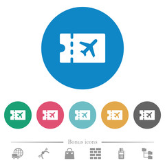 Air travel discount coupon flat round icons