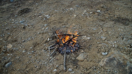 Bonfire in the mountain