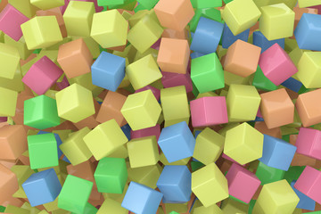 Obraz premium Heap of Multicolour Cubes as Background. 3d Rendering