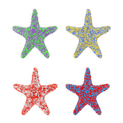 Multicolour Caribbean Starfish. 3d Rendering