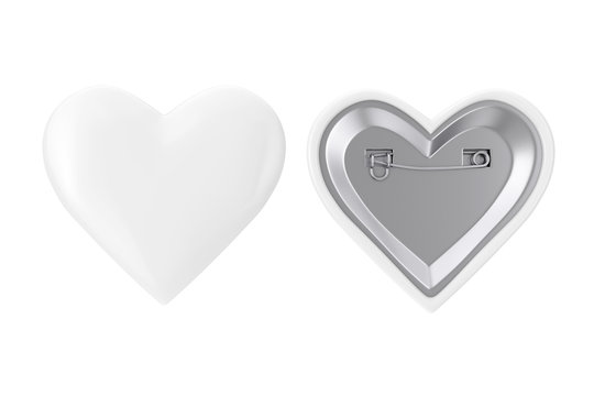 White Heart Pin Badges. 3d Rendering