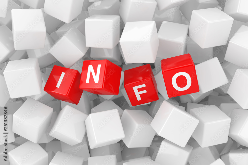 Leinwandbilder red info cubes in heap of white blank cubes. 3d rendering