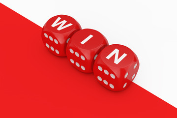 Red Win Dice Cubes. 3d Rendering