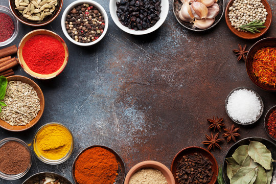 Set of various spices and herbs © karandaev