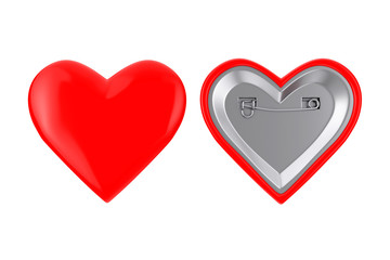 Red Heart Pin Badges. 3d Rendering