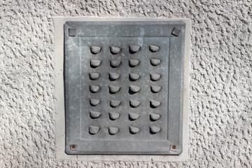 Ventilation shaft galvanized steel old vintage building facade