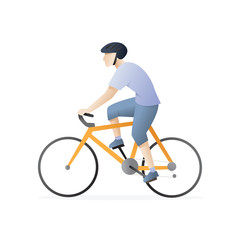 Man riding a bicycle. Cycling illustration on white background. Man riding bike - Vector illustration