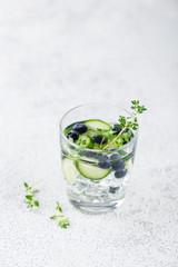 Detox water with blueberry, cucumber and thyme