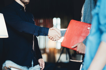 Successful meeting handshake