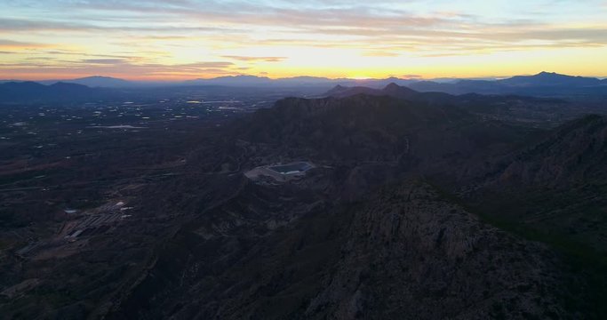 sunset in mountains with epic sky , aerial shoot  4r UHd 