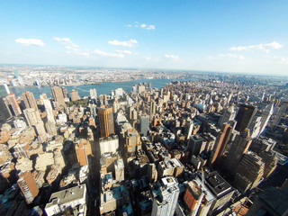 a pano of lot of skyscrapers in NY city , shoots from Empire State building , Manhattan  