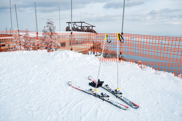 White skiing slope hill in Shiga Prefecture, Kyoto, Japan