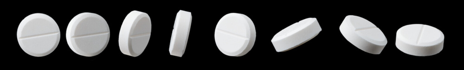 Different angles of white pill
