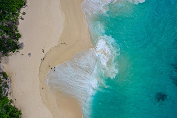 Aerial view of Kelingking beach, Nusa Penida island, Bali, Indonesia
