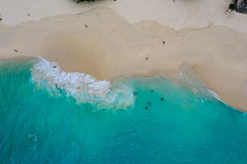 Aerial view of Kelingking beach, Nusa Penida island, Bali, Indonesia
