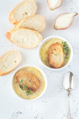 Two bowls of onion soup