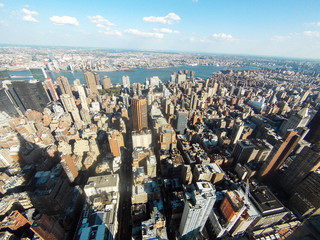 a pano of lot of skyscrapers in NY city , shoots from Empire State building , Manhattan  