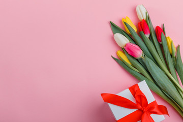 Valentine's Day background. Beautiful fresh tulips.  
