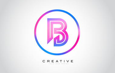B Letter Monogram Logo Design. Modern B Icon With Creative Beautiful Purple Black Monogram Design.
