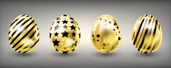 Easter shiny glance golden eggs with black decoration