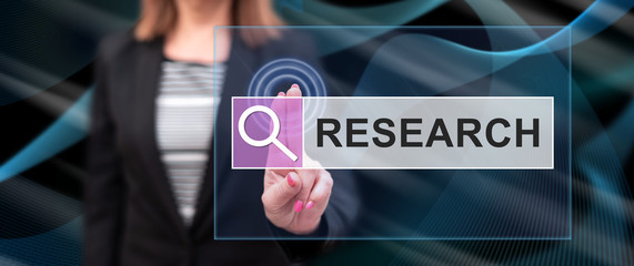 Woman touching a research concept
