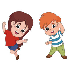 Set of kids jumping in the air.Vector and illustration.