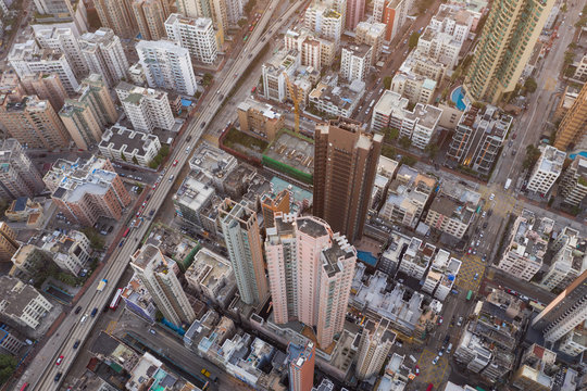 Top view of Hong Kong residential city