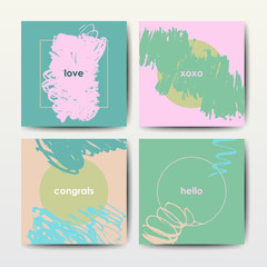 Fototapeta na wymiar Modern grunge brush postcards colorful vector templates