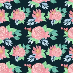  watercolor floral seamless pattern with gorgeous pink roses © Kuma