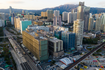 Fototapeta premium Top view of Hong Kong city