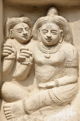 Sculptures au temple Kanshipuram, Inde du Sud