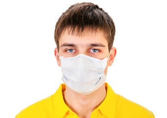 Young Man in Flu Mask
