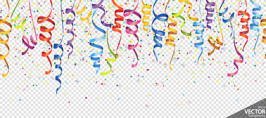 seamless confetti and streamers party background