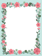 Flower wedding invitation card, save the date card, greeting card.  Frame for Cards Design Vector. Floral mix wreath vector design set. Vector illustration. 