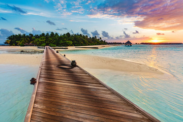 Wooden jetty on a blue sea