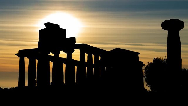 The Valley of the Temples or Valle dei Templi at Sunset, archaeological site in Agrigento, one of the most outstanding examples of Greater Greece art and architecture, Sicily, Italy