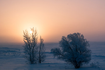 landscape of the southern Urals in winter