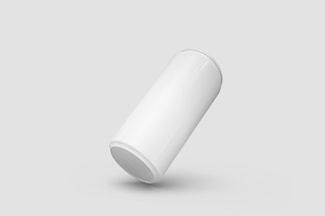 Aluminum white Soda Can Mock-up isolated on soft gray background. 3D rendering