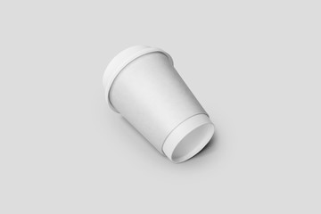 Coffee Paper Cup Mock up isolated on light grey background. 3D rendering