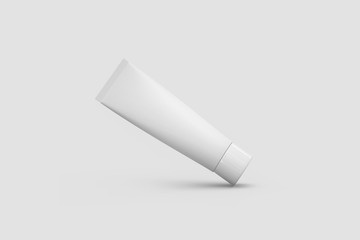 White glossy Plastic Tube for medicine or cosmetics - cream, gel, skin care, toothpaste. Realistic packaging Mock-up template. 3D rendering