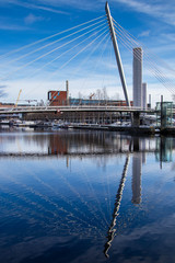 Fototapeta premium Pedestrian bridge in city of Tampere Finland