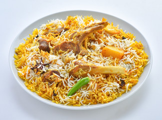 Mutton Biryani, Rice cooked with mutton meat 